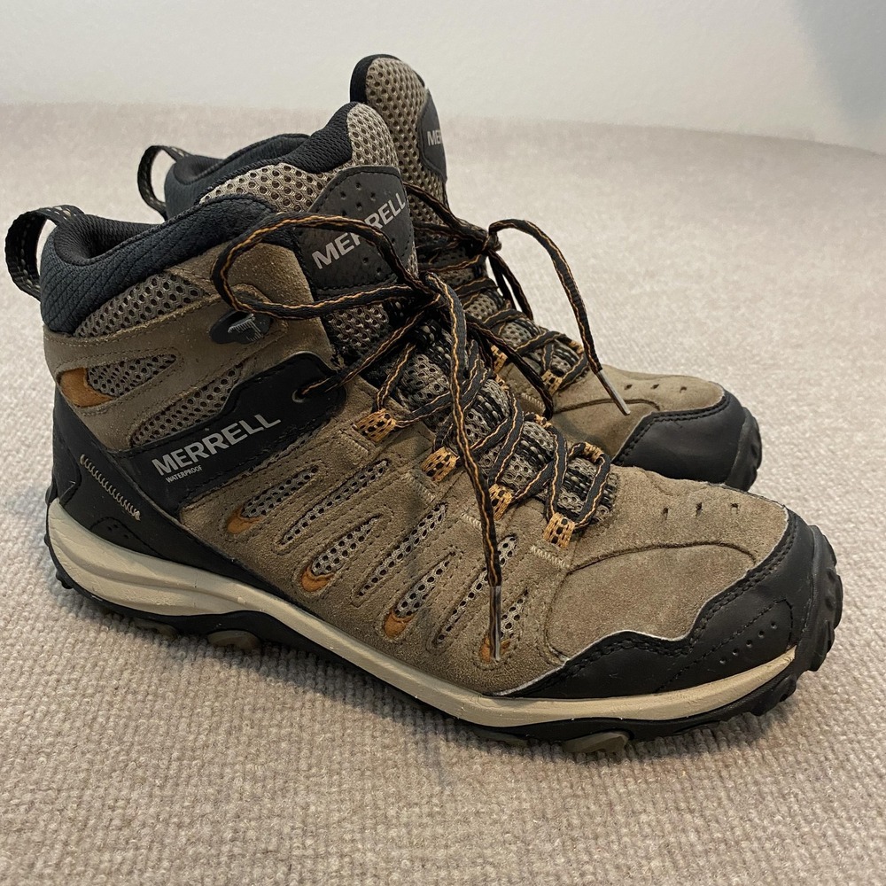 Merrell Boots Mens Size 9.5 Brown Suede Waterproof Hiking Ankle Outdoor J036955
